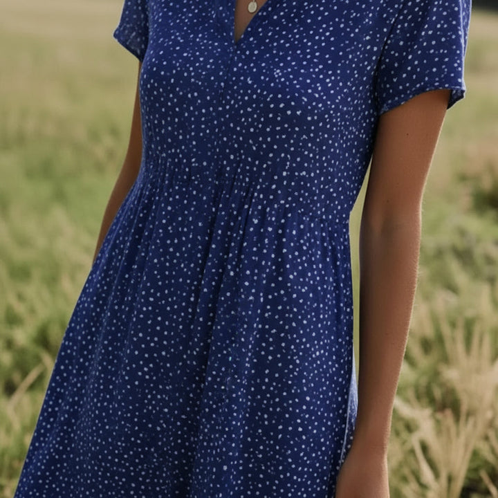 NORELLA | ROSALINDA POLKA DOT V-NECK MIDI DRESS