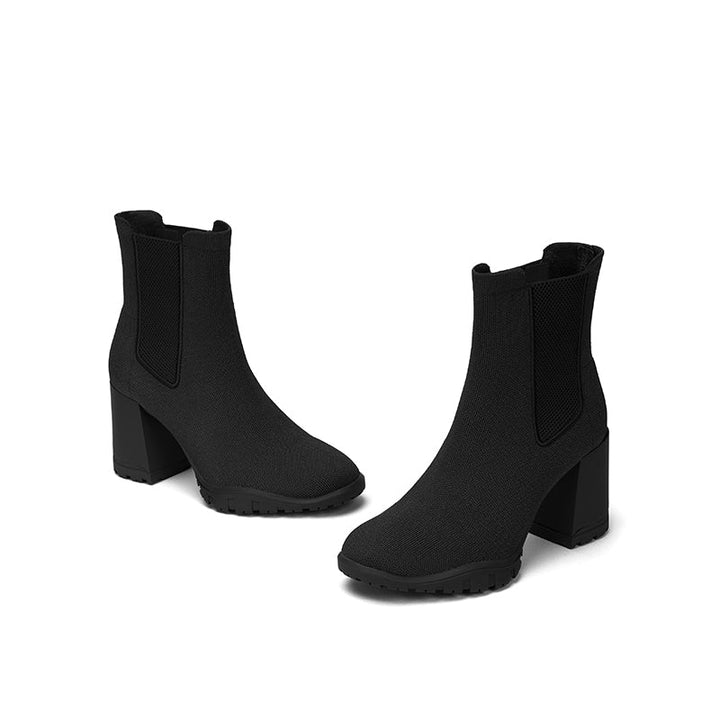 NORELLA | Chelsea Ankle Boot with 3D Knitting Technology & Block Heel