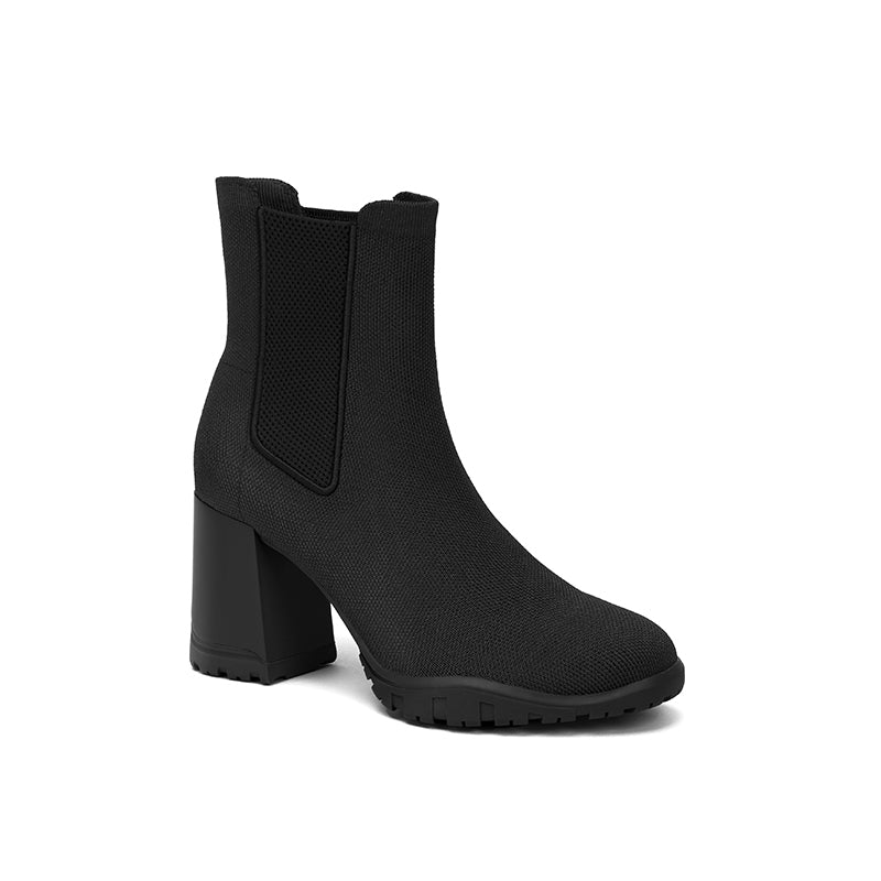 NORELLA | Chelsea Ankle Boot with 3D Knitting Technology & Block Heel