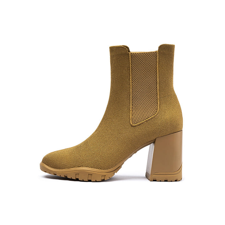 NORELLA | Chelsea Ankle Boot with 3D Knitting Technology & Block Heel