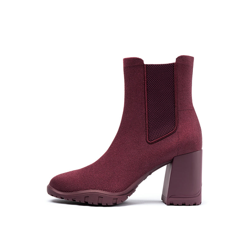 NORELLA | Chelsea Ankle Boot with 3D Knitting Technology & Block Heel