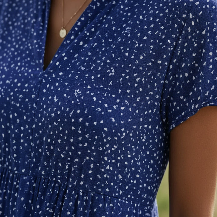 NORELLA | ROSALINDA POLKA DOT V-NECK MIDI DRESS
