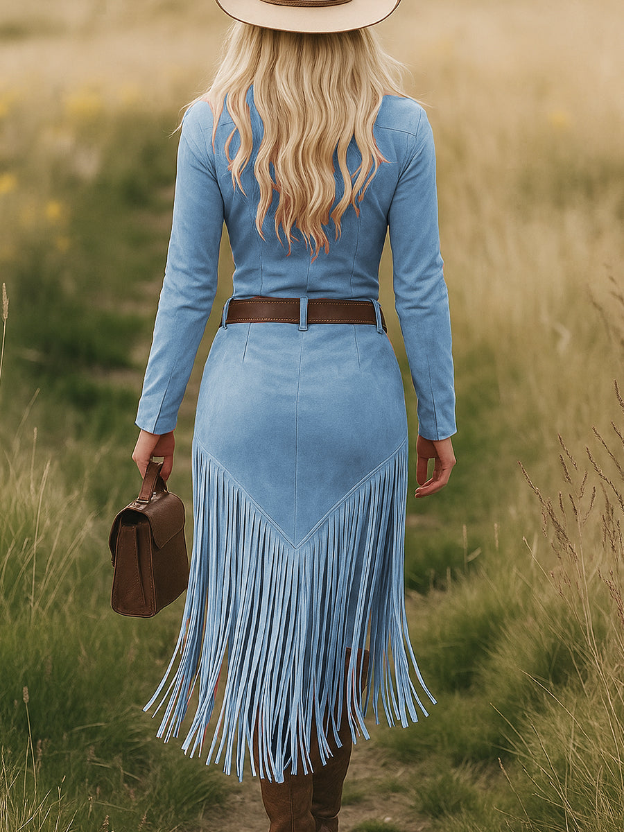 NORELLA | Valencia Suede Dress with Fringing