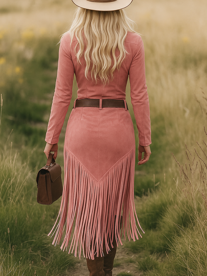 NORELLA | Valencia Suede Dress with Fringing