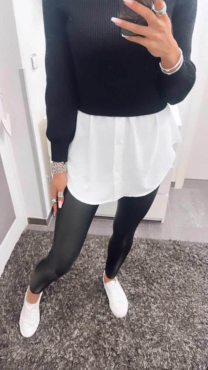 NORELLA | Blouse-skirt with buttons / white