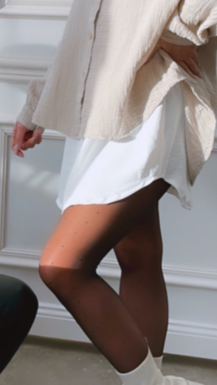 NORELLA | Blouse-skirt with buttons / white
