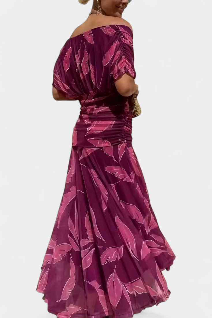 NORELLA | LONG FLORAL V-NECK DRESS