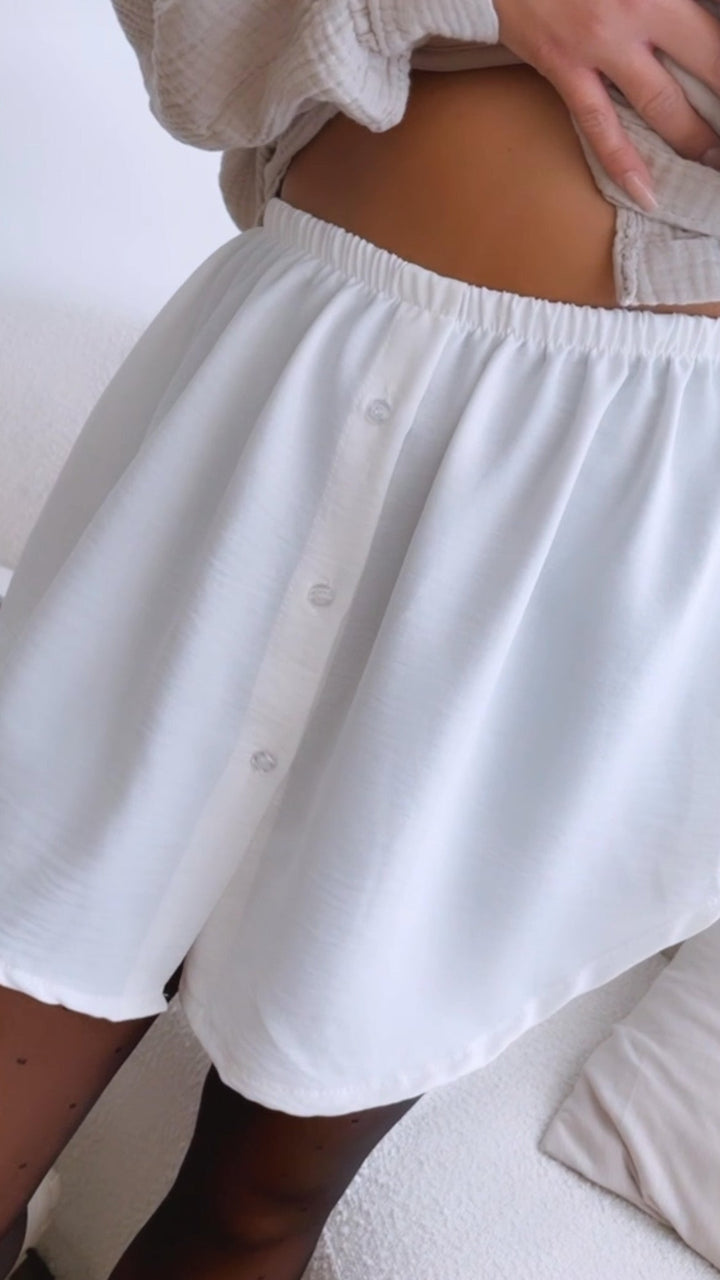 NORELLA | Blouse-skirt with buttons / white