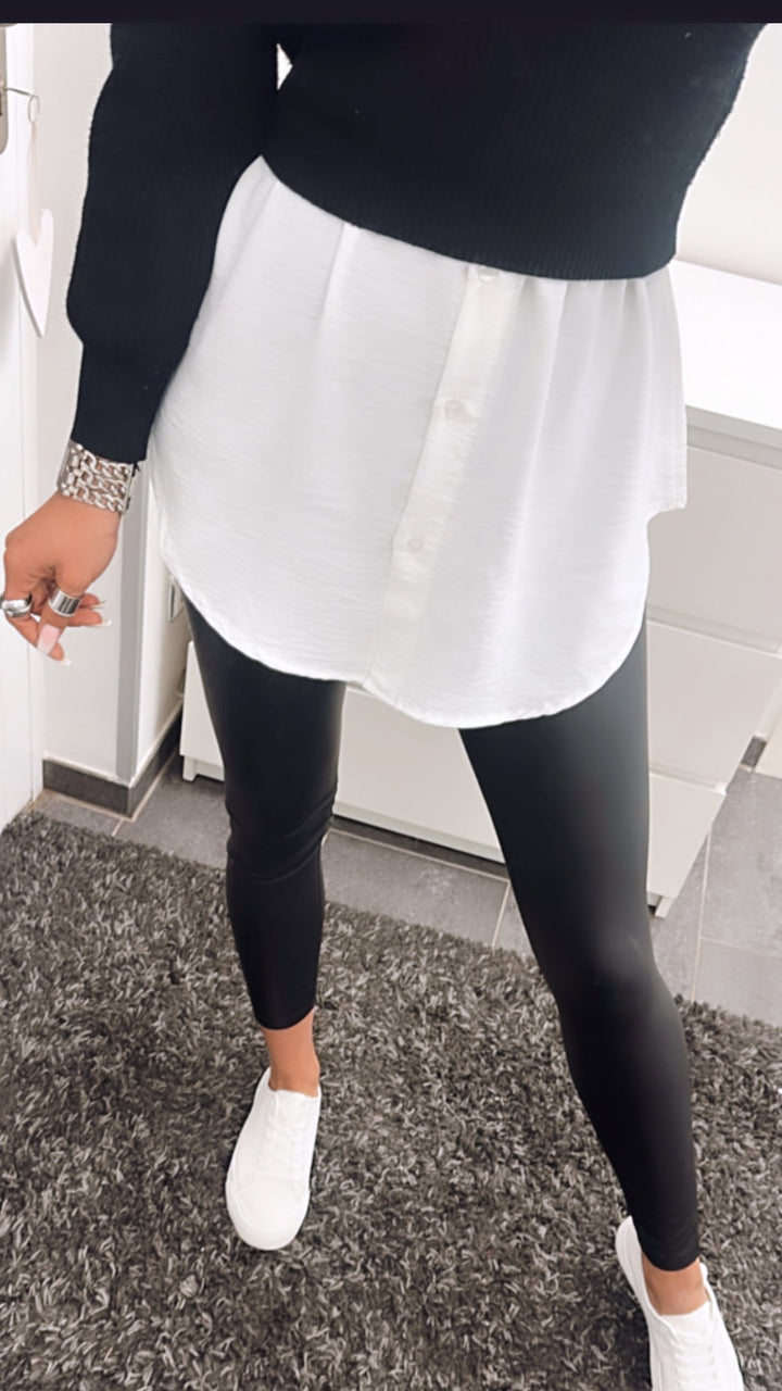 NORELLA | Blouse-skirt with buttons / white