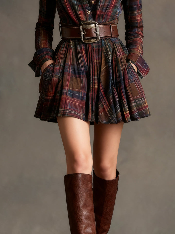 NORELLA | Bárbara Short Checked Shirt Dress