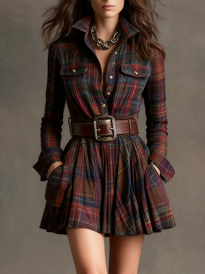 NORELLA | Bárbara Short Checked Shirt Dress