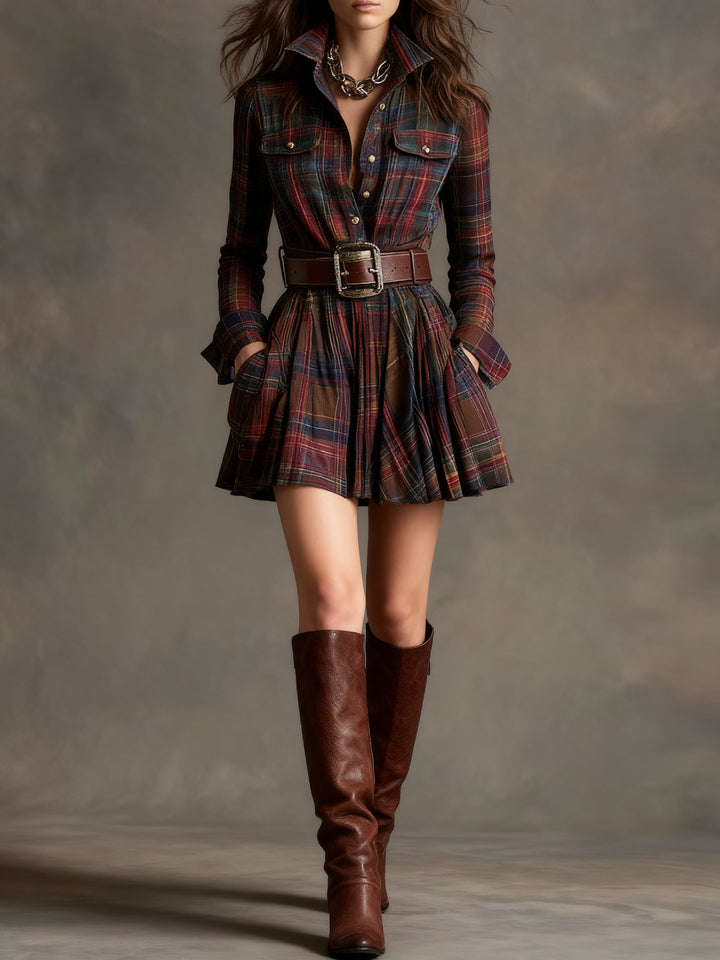 NORELLA | Bárbara Short Checked Shirt Dress