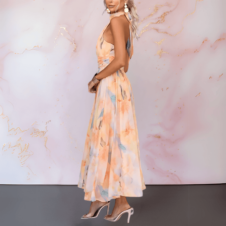 NORELLA | HALTERNECK WATERCOLOUR PRINT DRESS