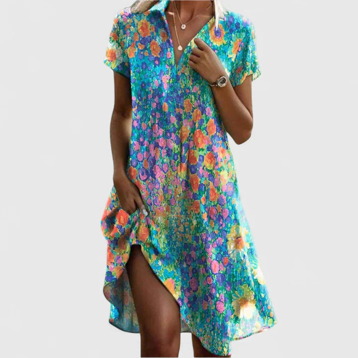 NORELLA | ROSALINDA POLKA DOT V-NECK MIDI DRESS