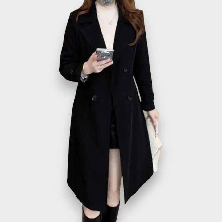 NORELLA | Classic Wool Blend Coat with Double-Breasted Buttons