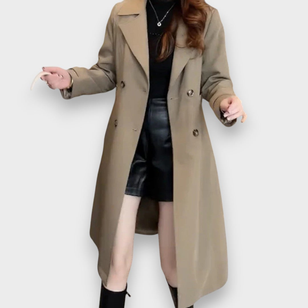 NORELLA | Classic Wool Blend Coat with Double-Breasted Buttons