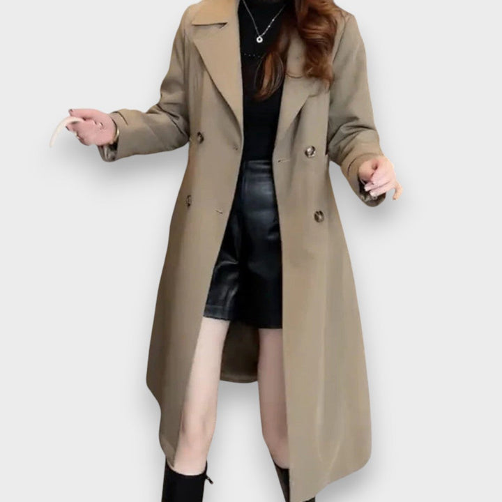 NORELLA | Classic Wool Blend Coat with Double-Breasted Buttons