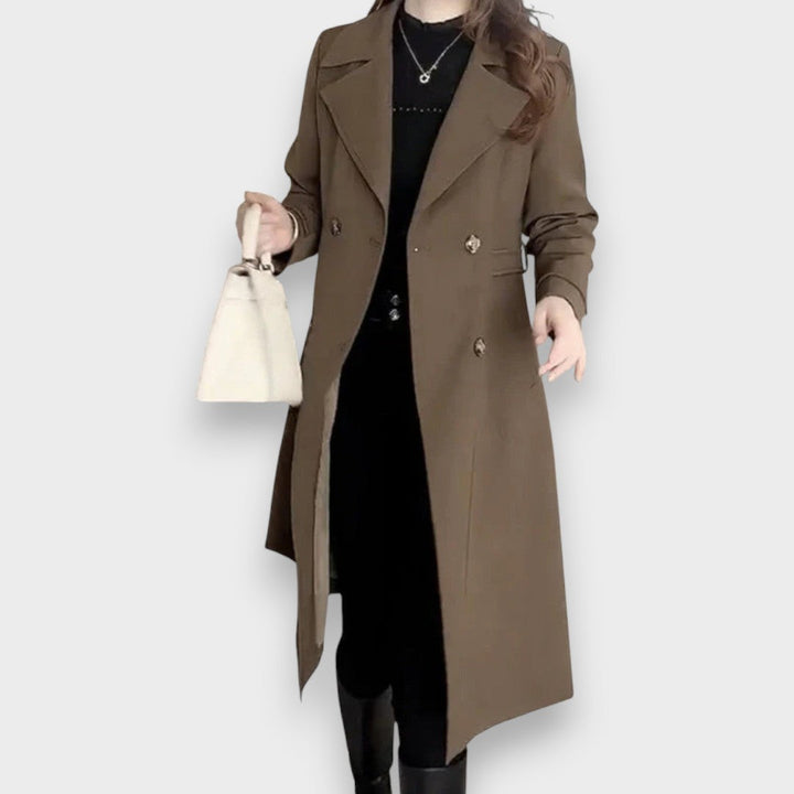 NORELLA | Classic Wool Blend Coat with Double-Breasted Buttons