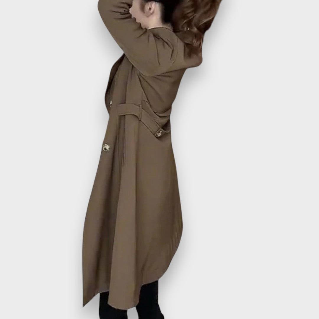 NORELLA | Classic Wool Blend Coat with Double-Breasted Buttons