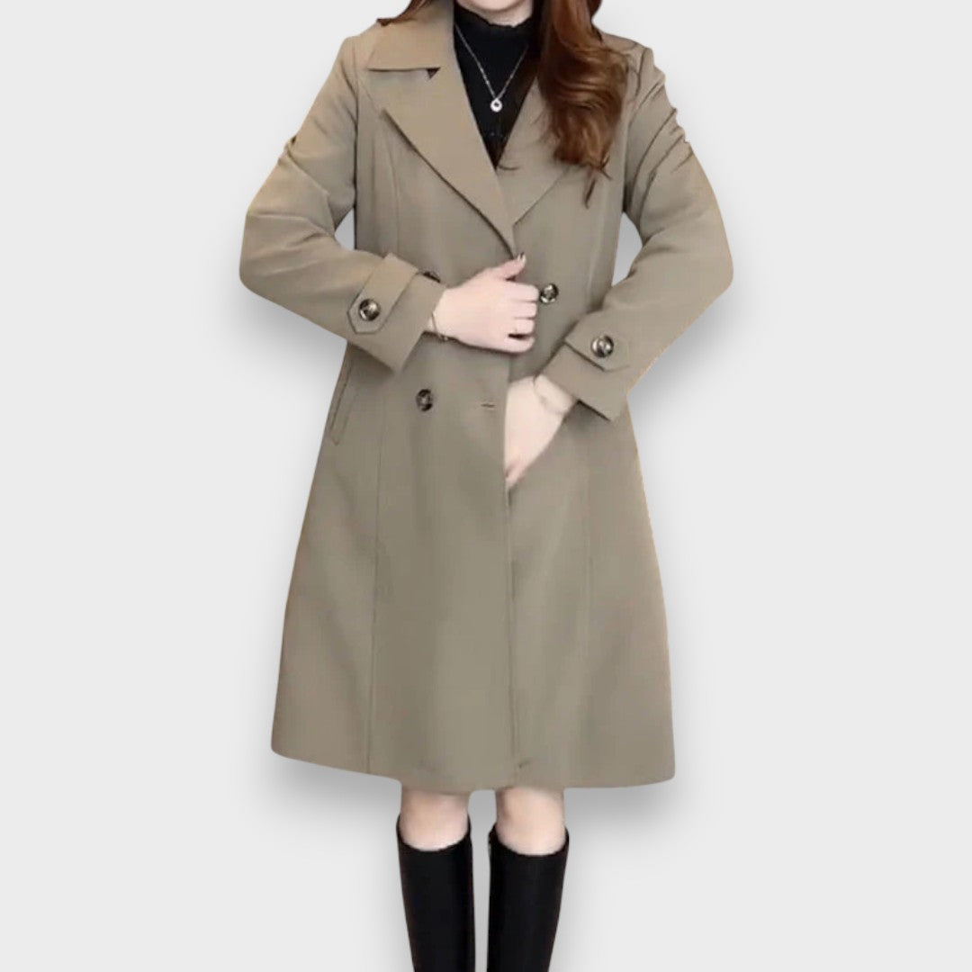 NORELLA | Classic Wool Blend Coat with Double-Breasted Buttons