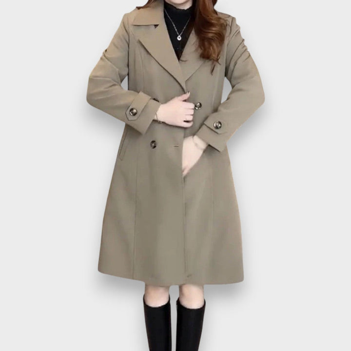 NORELLA | Classic Wool Blend Coat with Double-Breasted Buttons
