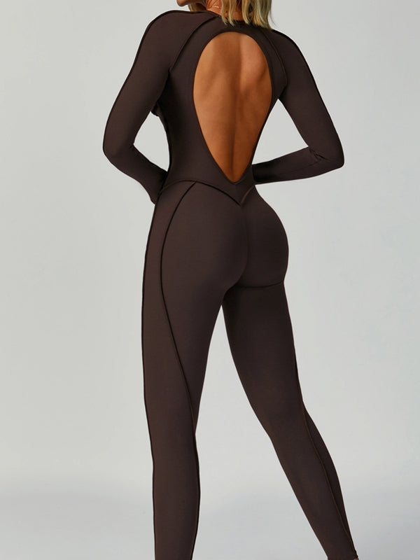NORELLA | Jumpsuit with Heart-Shaped Open Back and Long Sleeves