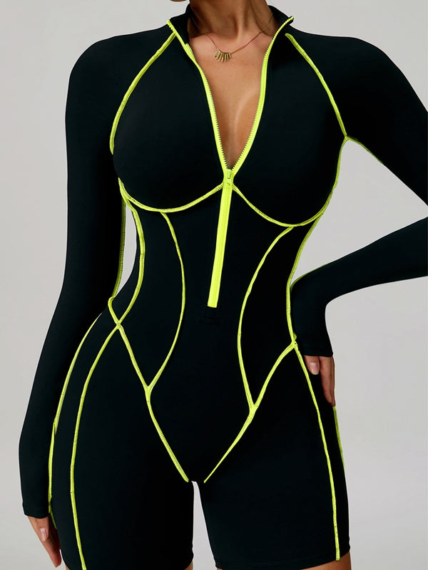 NORELLA | Backless Jumpsuit with Zip Closure and Contrasting Stripes