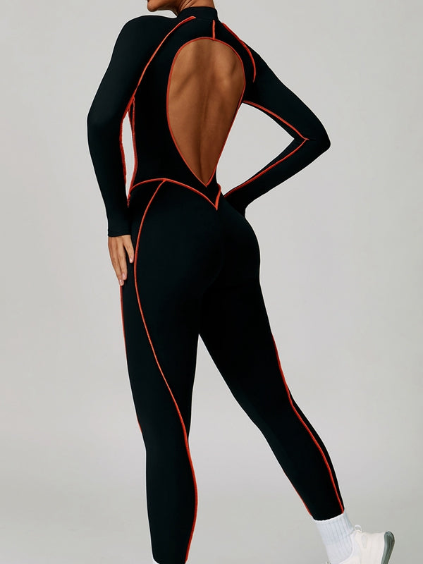 NORELLA | Backless Jumpsuit with Zip Closure and Contrasting Stripes