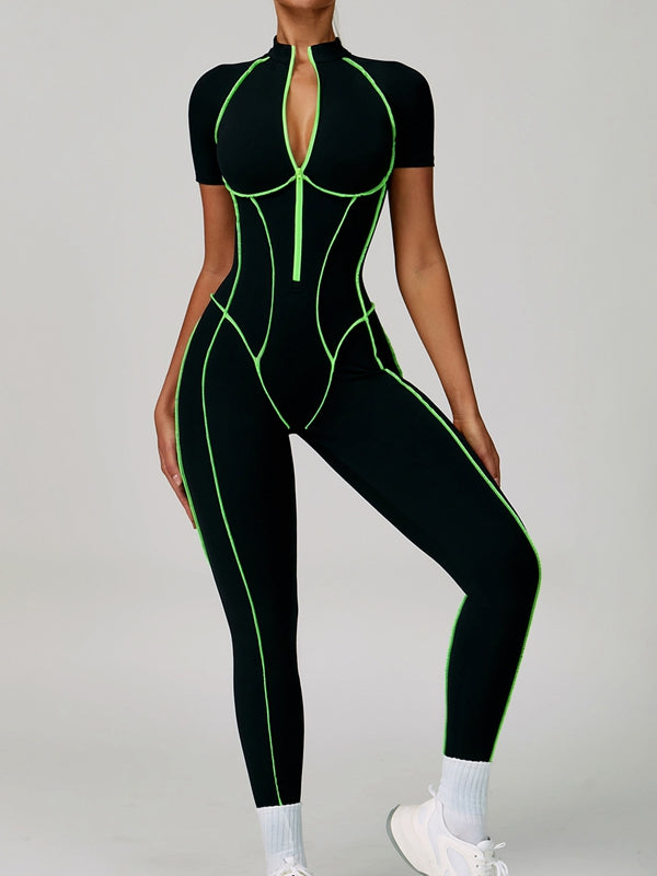 NORELLA | Backless Jumpsuit with Zip Closure and Contrasting Stripes