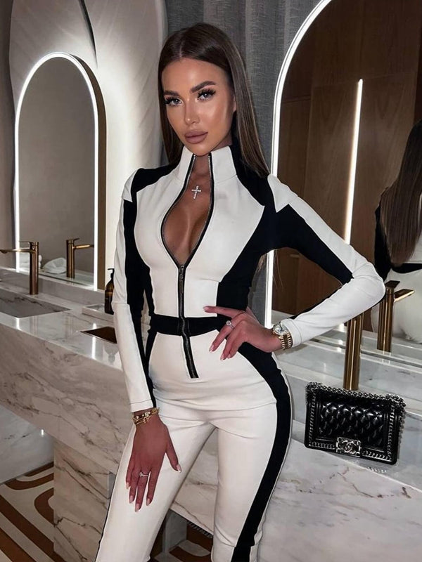 NORELLA | “SciFi Heroine” Ski Jumpsuit with PU Contrast and Half Zip