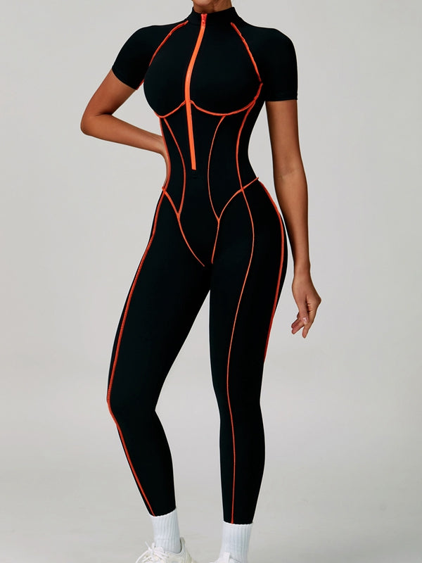 NORELLA | Backless Jumpsuit with Zip Closure and Contrasting Stripes