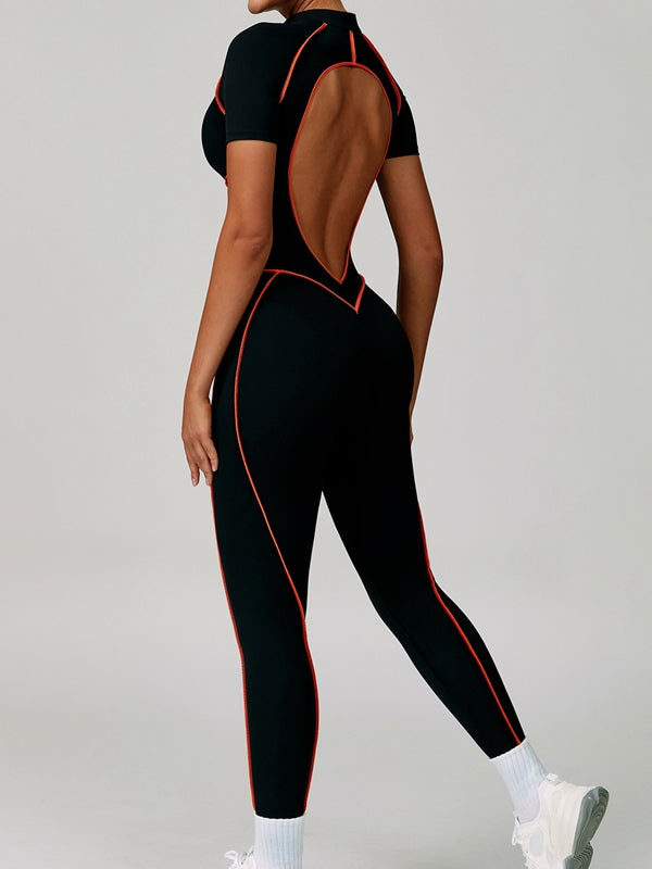 NORELLA | Backless Jumpsuit with Zip Closure and Contrasting Stripes