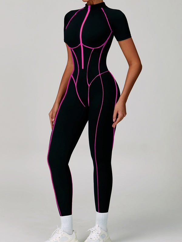 NORELLA | Backless Jumpsuit with Zip Closure and Contrasting Stripes
