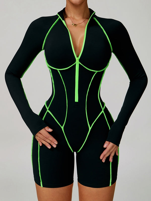 NORELLA | Backless Jumpsuit with Zip Closure and Contrasting Stripes