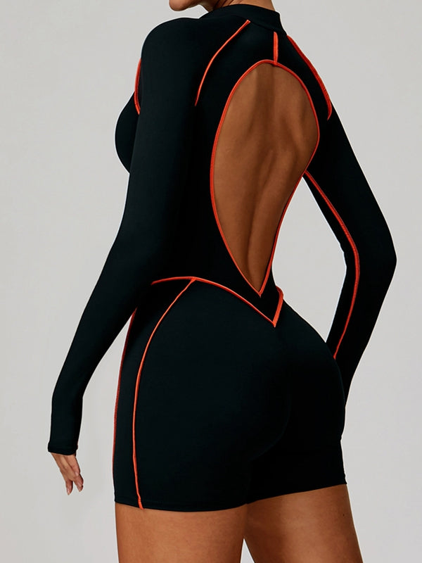 NORELLA | Backless Jumpsuit with Zip Closure and Contrasting Stripes