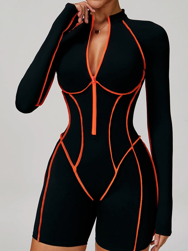 NORELLA | Backless Jumpsuit with Zip Closure and Contrasting Stripes